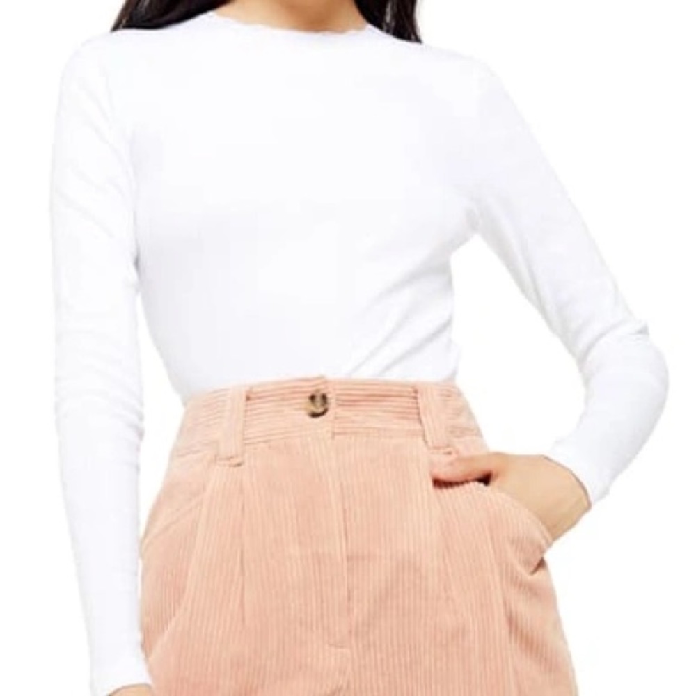 Topshop Long Sleeve Pointelle Crop Top